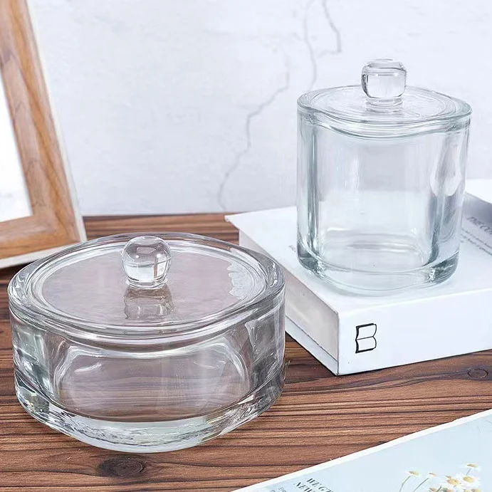 Candle Vessels glass jar scented candle soy wax holder jar empty square glass candle jars with lids in bulk