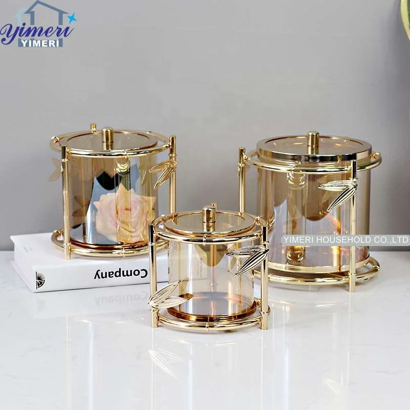 wholesale fancy bamboo leaf design unique glass amber glass containers large sweet candy jars