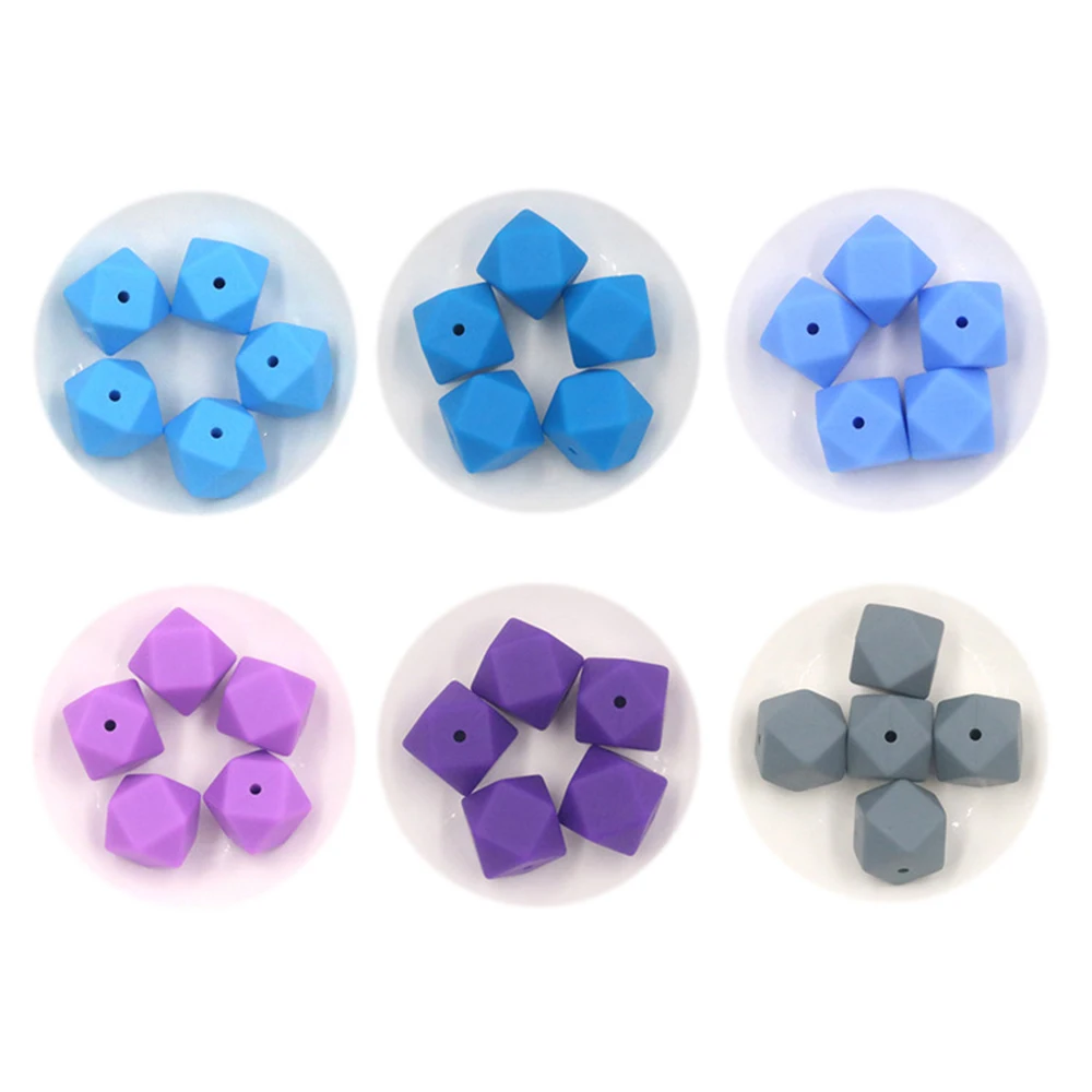 Wholesale customizable loose hexagon 19mm soft food grade silicone beads