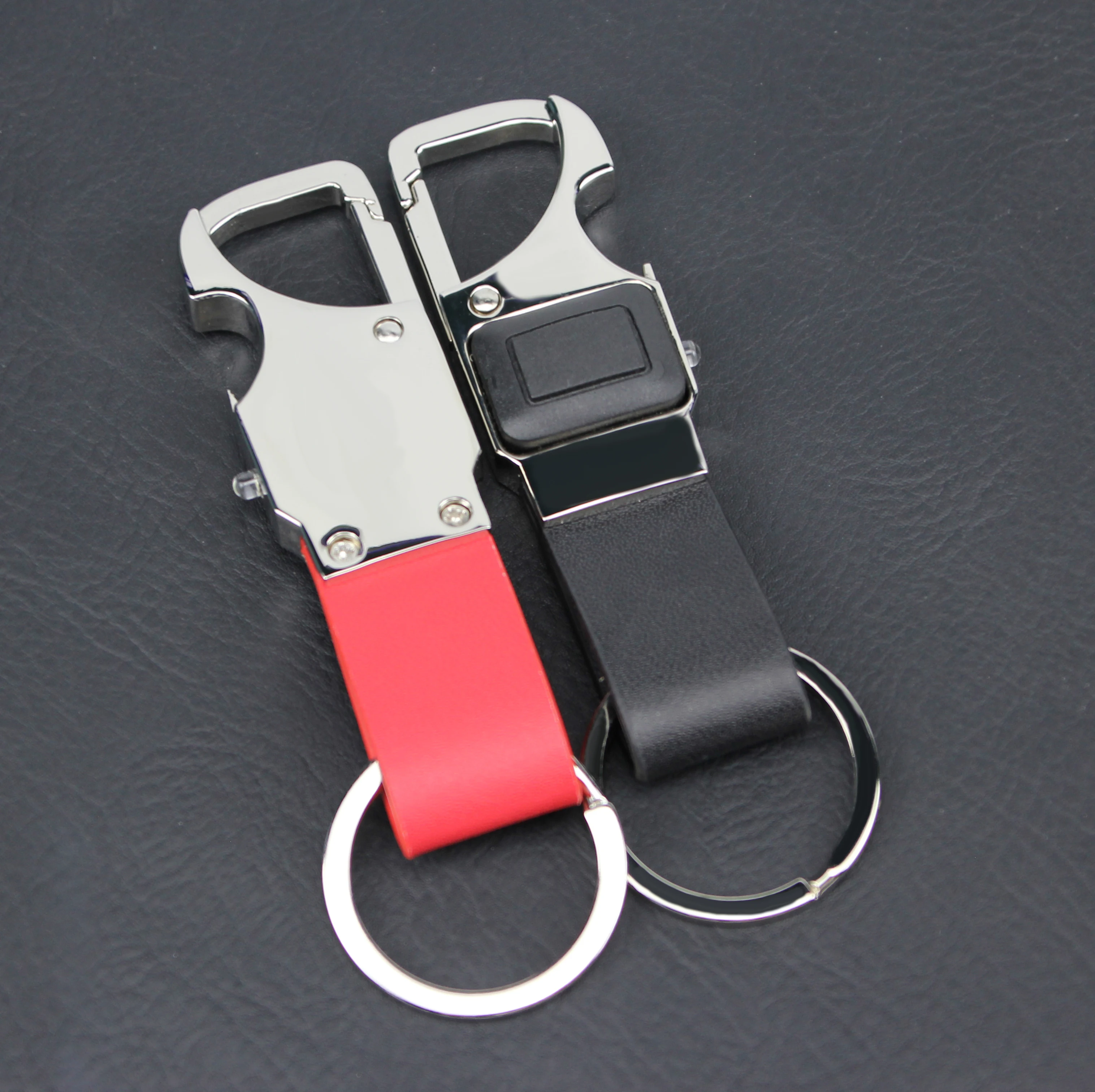 Многофункциональные кольца для ключей. Светодиодный светильник и открывалка для бутылок, металлический кожаный брелок, китайский завод, поставка логотипа на заказ