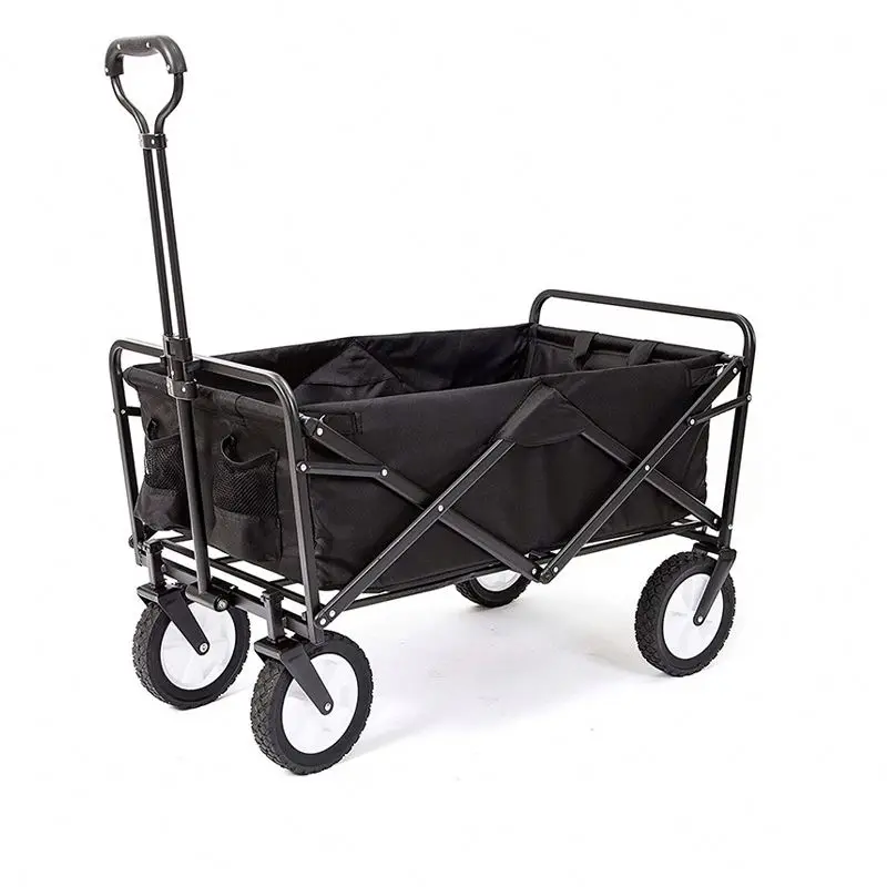 Utility Folding Wagon Beach Hand Cart Garden Four Wheel Collapsible Shopping Trolley FW80
