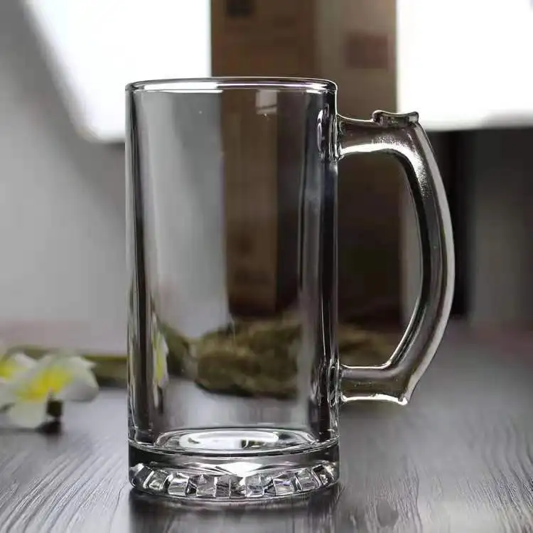 Extra Large Glass Beer Stein Super Mug Heavy Large Capavity 500ml 16.9 oz Beer Glass with Handle For Bar Party