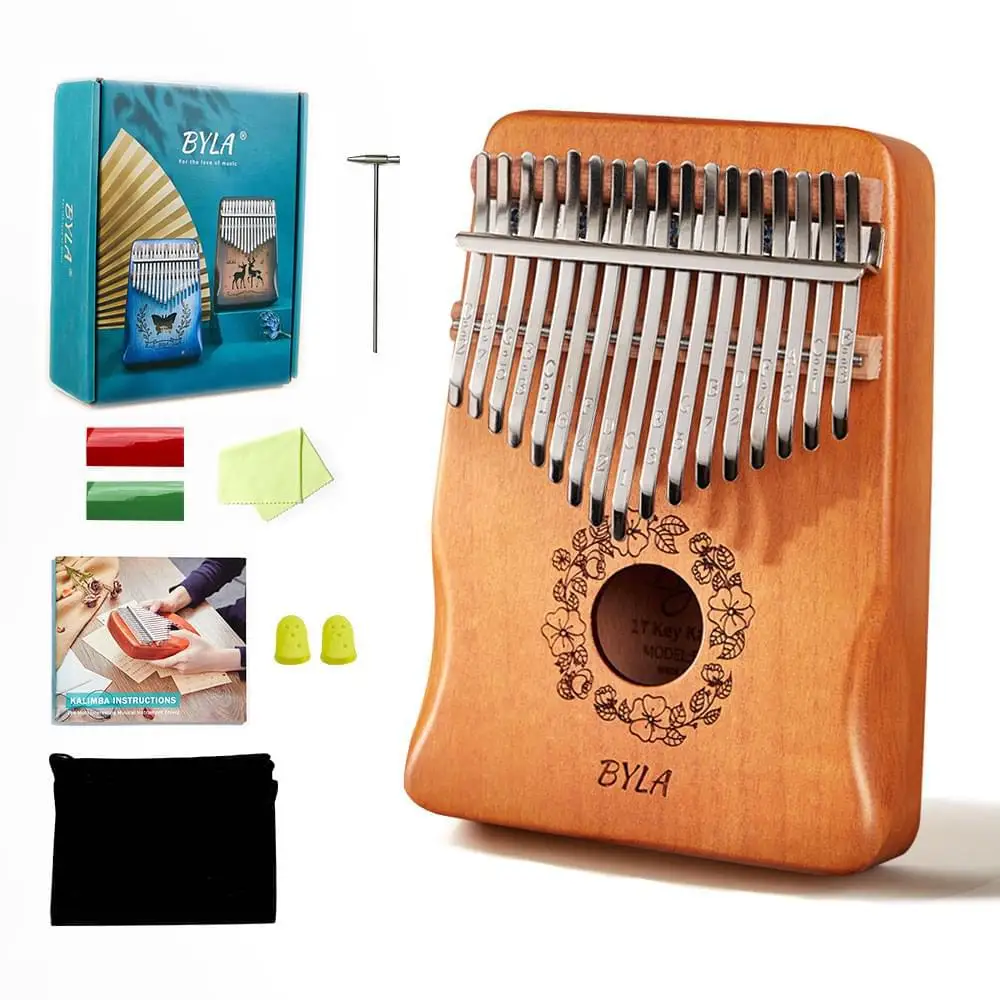 byla kalimba 17keys parts musical instrument solid mahogany wood thumb piano