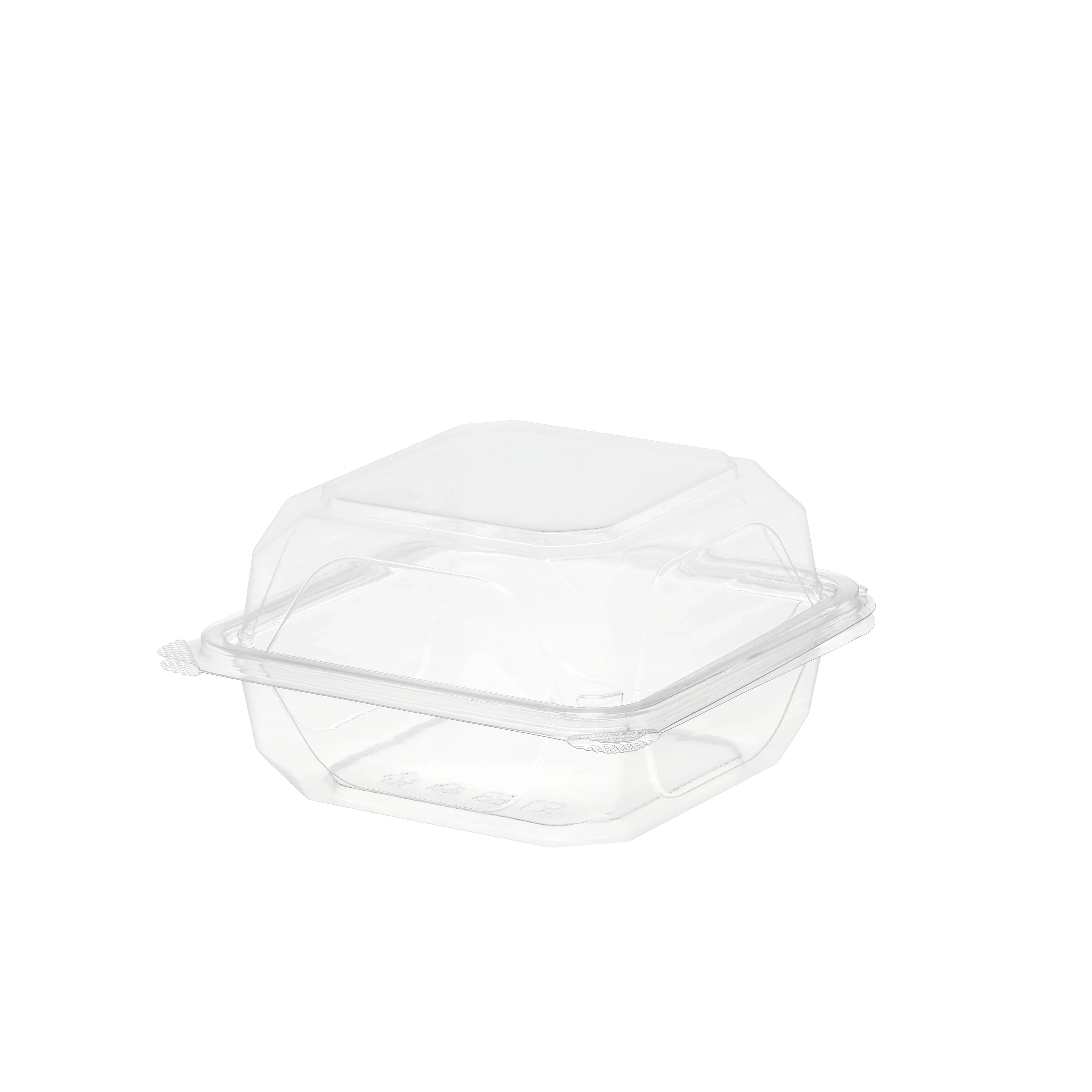 Top Sale Safety Plastic 6 Inch Burger PET Disposable Hinged Lid To Go Container For Food Storage