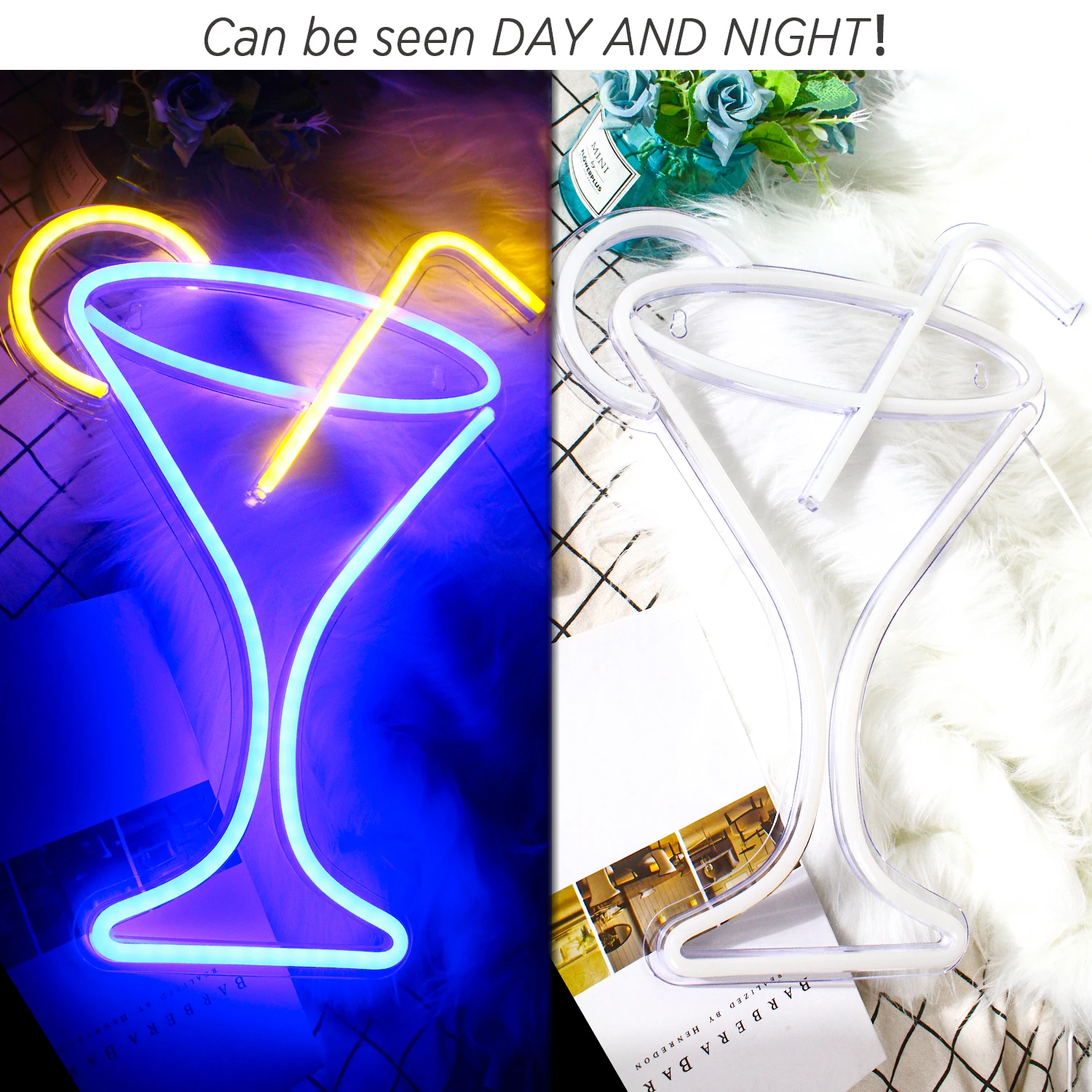 Hot Sale WanXing Cocktail Led Neon Sign Fashion Design Custom Acrylic Neon Light For Restaurant Cafe Bar Wedding Xmas Party