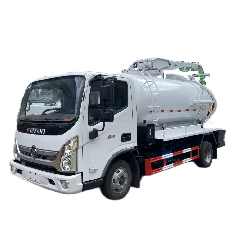 High power FOTON  8 cubic meter high pressure dredging and sewage suction truck with hydraulic rotary sewage suction pipe