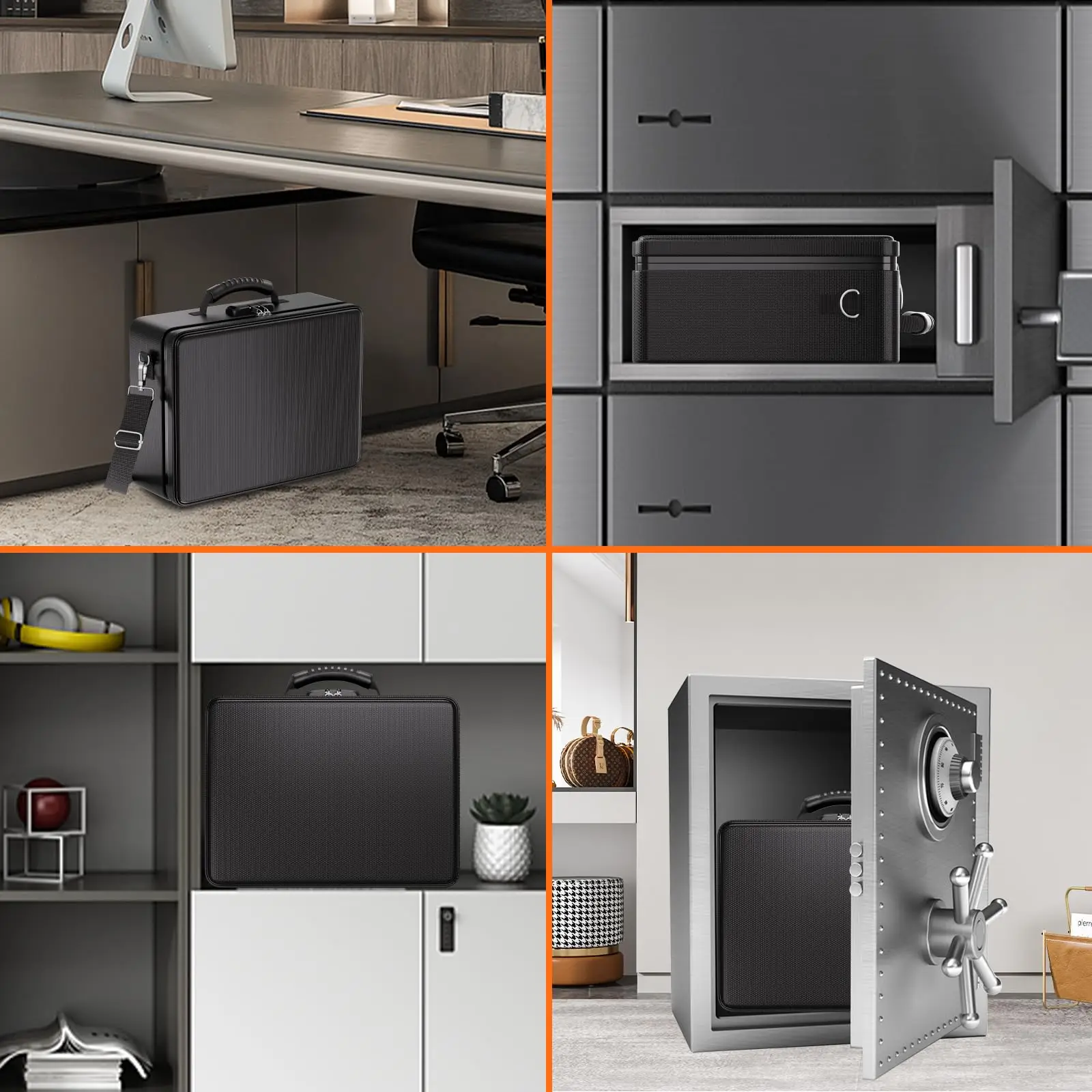 File Bag with Lock Fireproof Document Bag File Storage Case Travel Home  Storage Document Organizer for Laptop Certificates