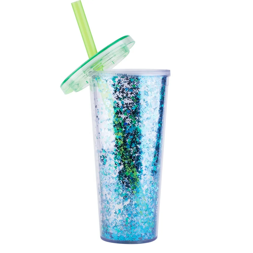 custom eco friendly as acrylic plastic reusable boba cup 450ml 16oz double wall cute tumbler cup with straw