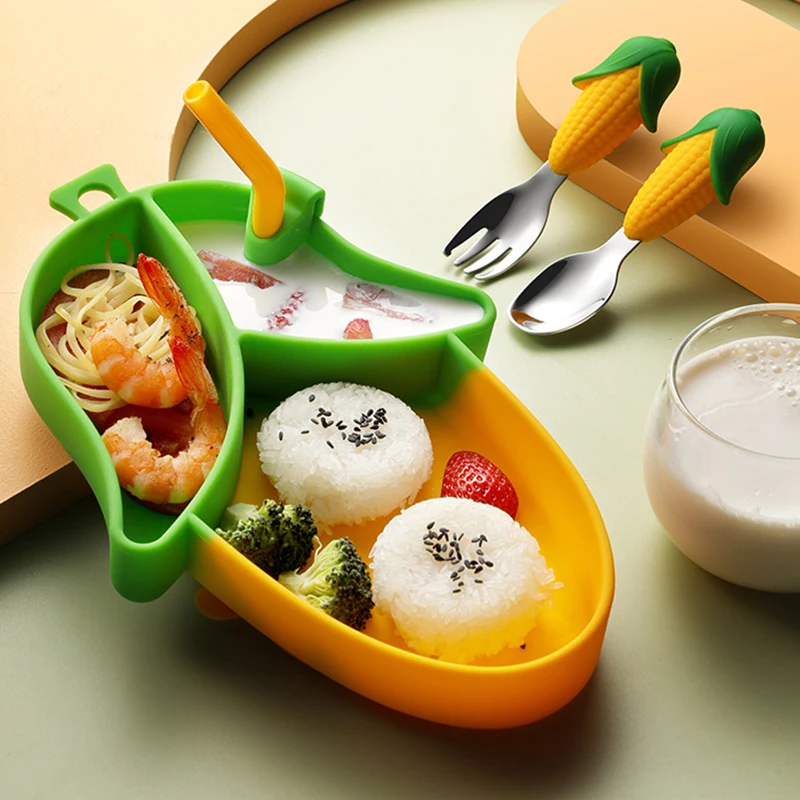 New best seller baby products and items baby silicone tableware set feeding supplies Fork spoon bibs set