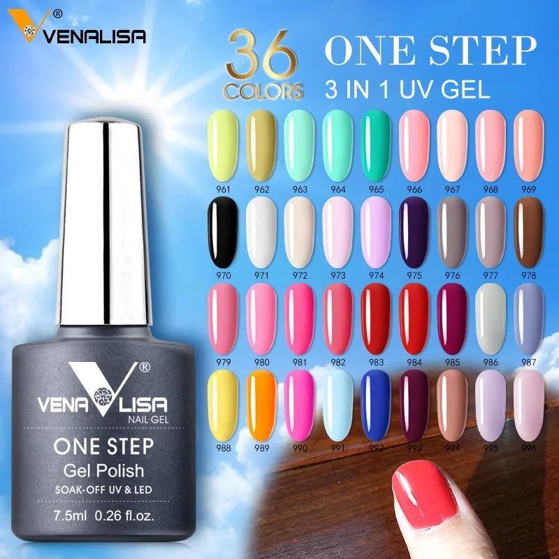 VENALISA 36 colors Summer Color One Step Gel UV LED Soak off 3 in 1 Fast Dry Sunlight Nail Gel Polish Private Label