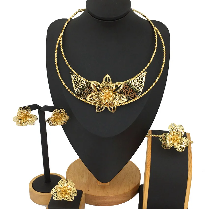 Yuminglai Dubai Jewelry Set 18 k Gold Jewelry Brazilian gold jewelry  FHK13011