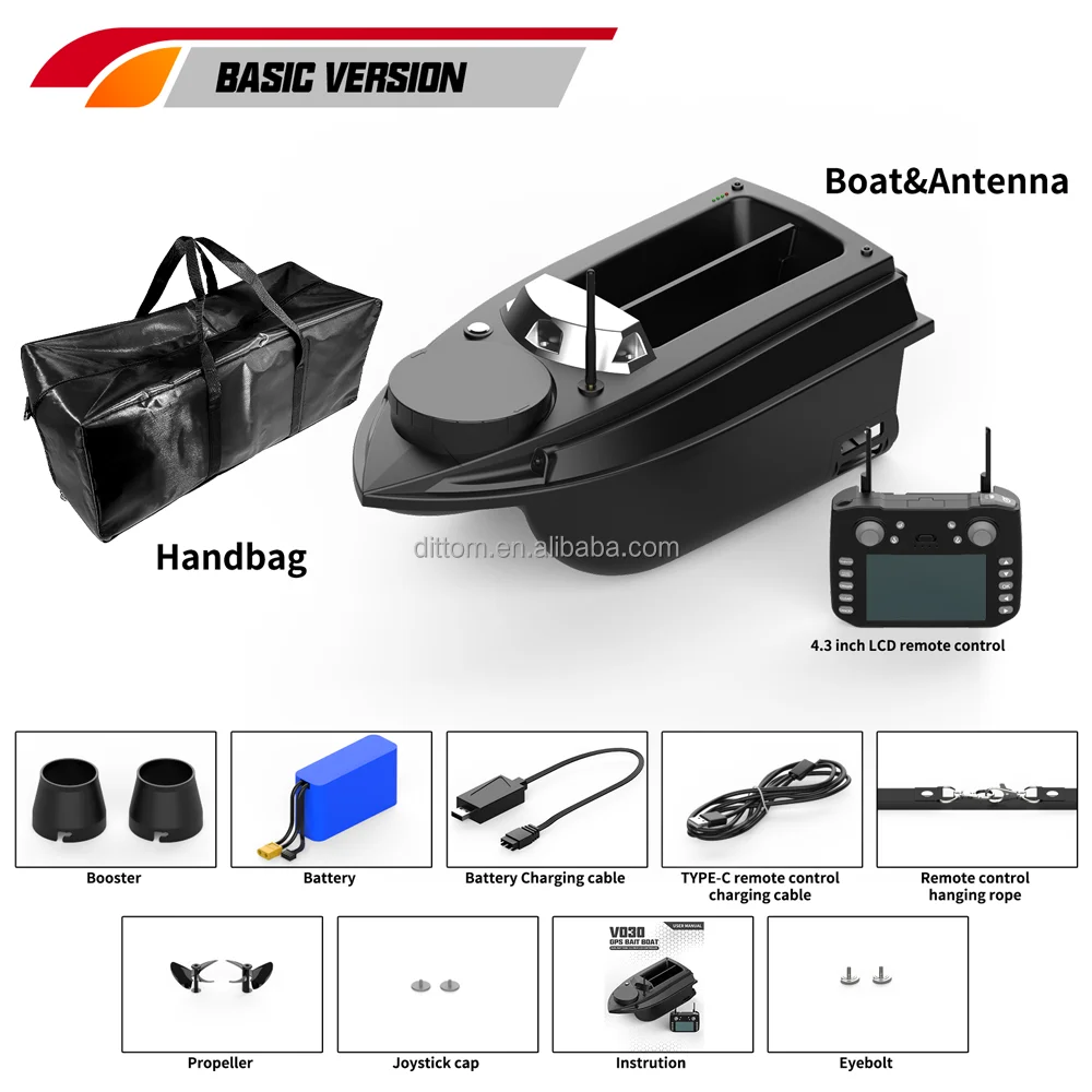 V030 GPS Fishing Bait Boat 12V 3KG 800M 180Nests Auto Cruise GPS Feeding Trawler RC Bait Boat with Releasing Hook