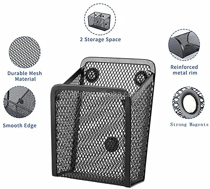 Metal wire mesh magnetic pen holder with magnets Home or Office