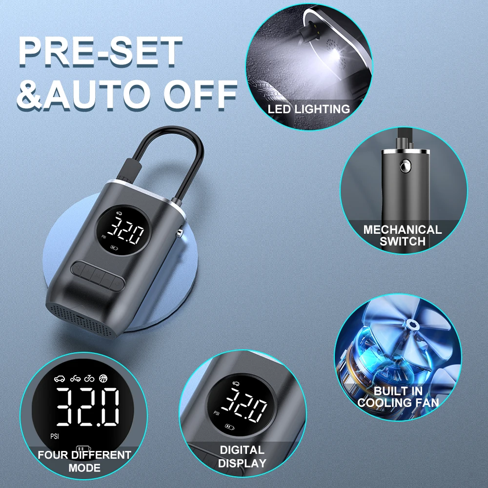 rechargeable electric air tire pump bike accessories portable for bicycle high pressure cycle mini pumps inflator