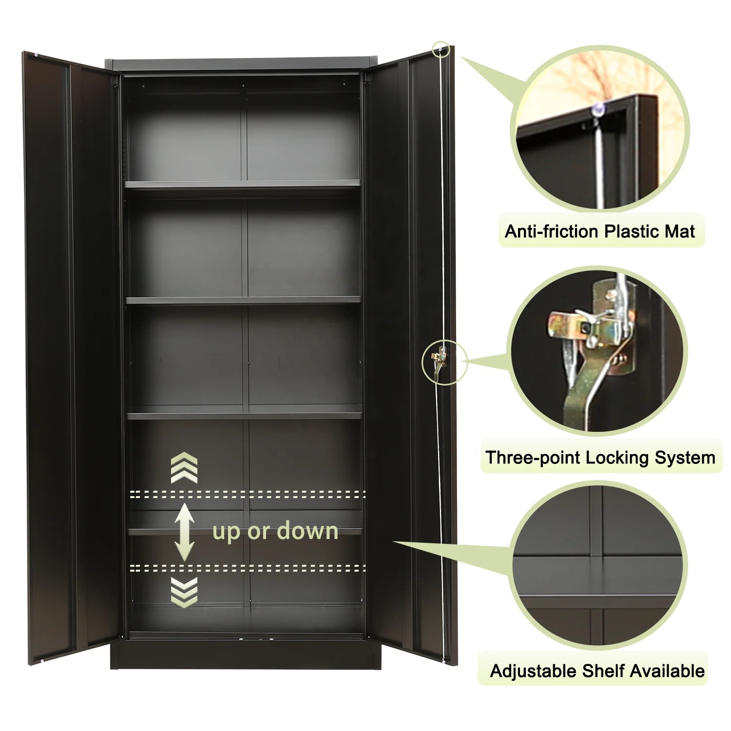 Office Steel 2 Doors Filing Cabinet Metal Storage Cupboard With Adjustable Shelf  Double-door Documents And File Cabinet