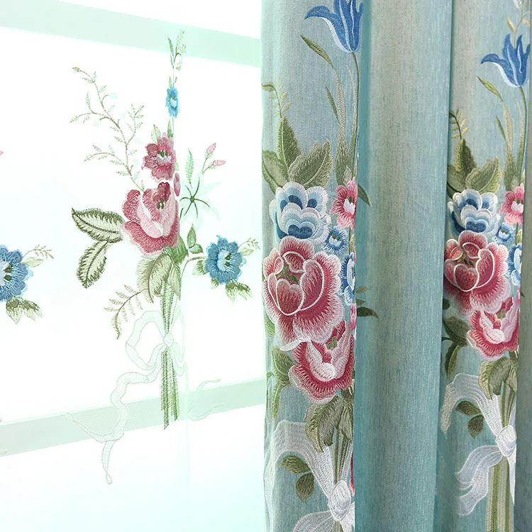Wholesale Window Blackout Embroidery Curtain Jacquard Curtains For The Living Room With Valance