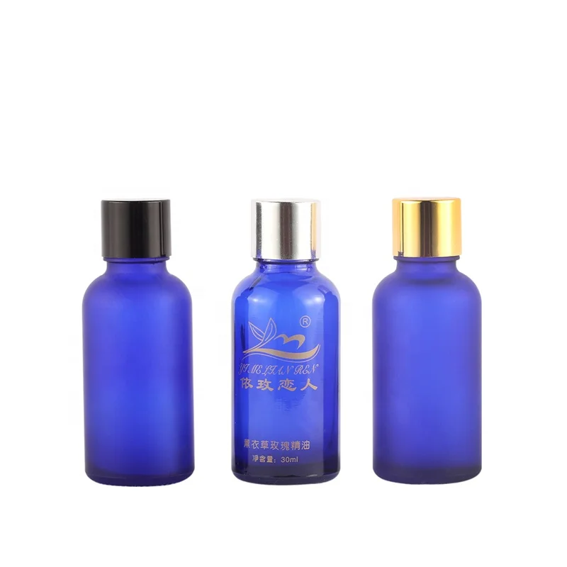 Reasonable Price Cosmetic Container Essential Oil Bottle 10 Ml Blue Frosted Glass In Bottles