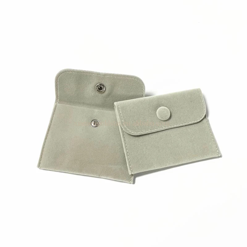 Luxury velvet pouches for necklace soft drawstring velvet jewelry pouches bag for gift with button