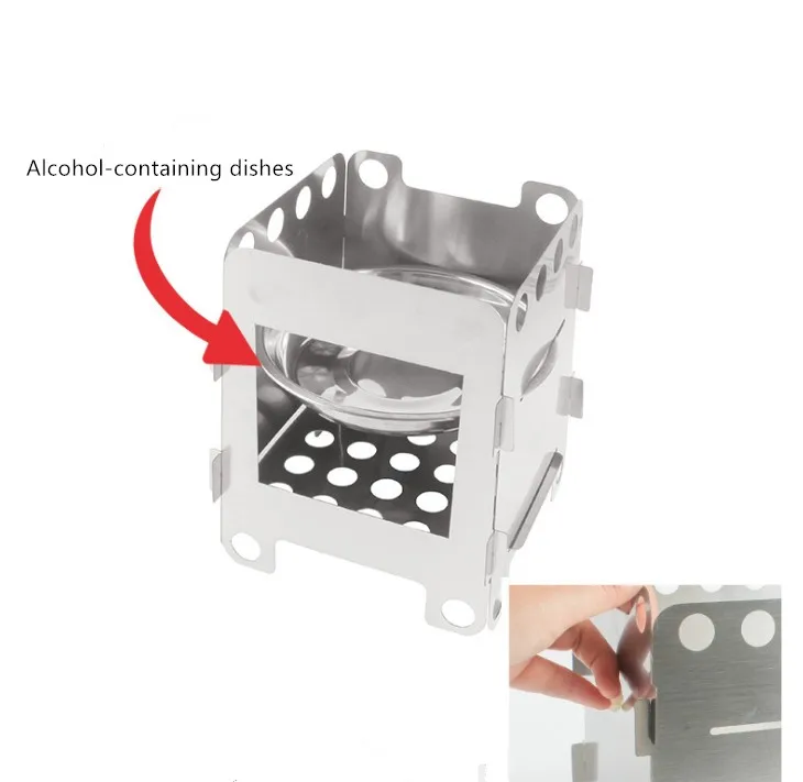 Outdoor Card Type Portable Firewood Camping Barbecue Small Solid Alcohol Stove