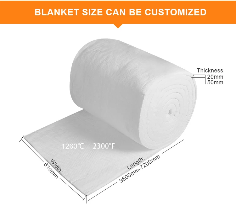 1260 Ceramic Fiber Blanket For Furnace And Boiler Pizza Oven Electric Insulation