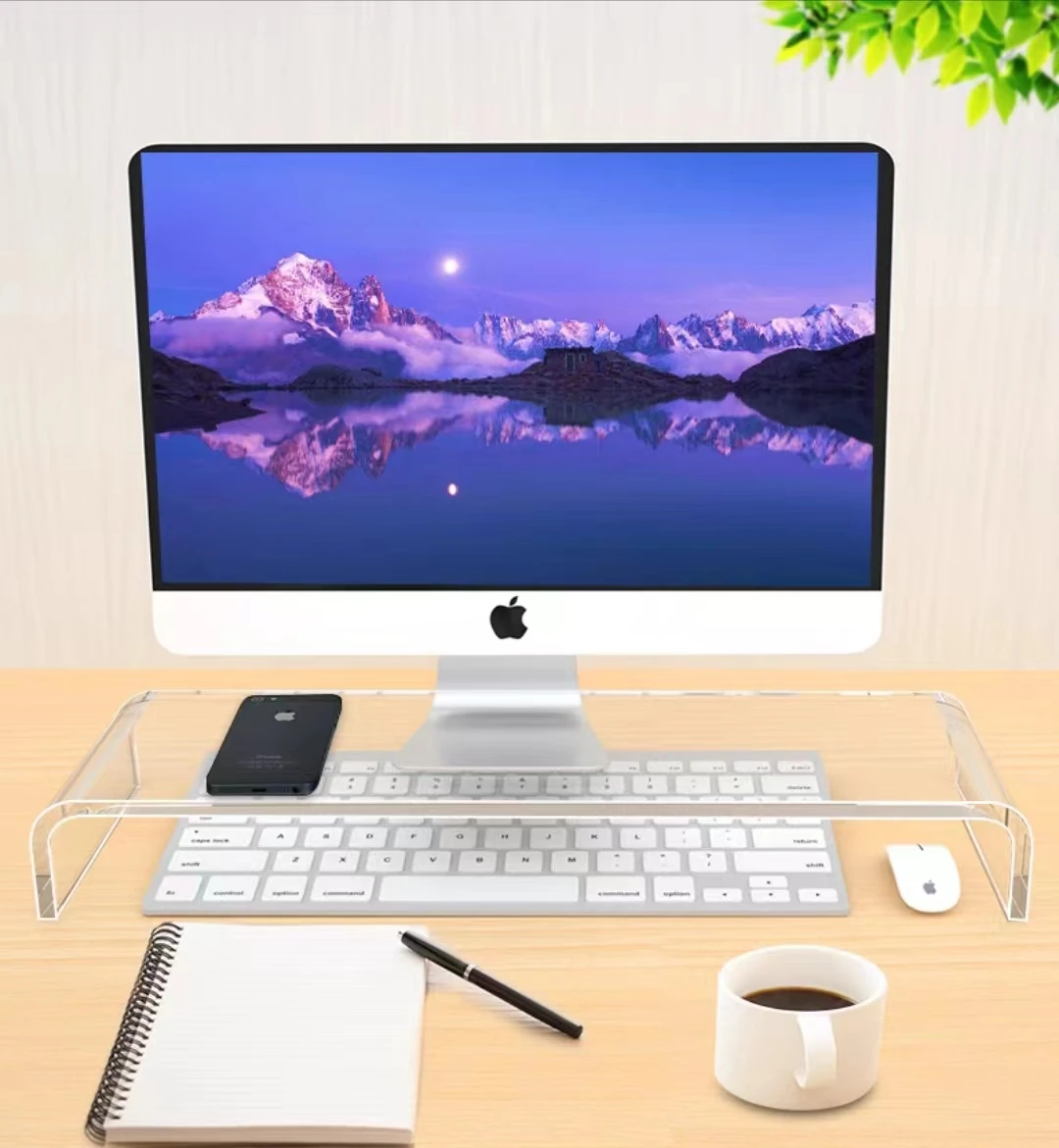 Clear Acrylic Monitor Stand Riser Laptop Acrylic Computer Monitor Heightening Stand