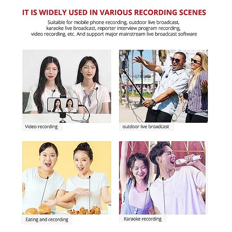 LT-Cam LM-20 Dual Lavalier Microphone cardioid polar Digital Clip-on Lapel Mic for smartphones DSLR cameras camcorders