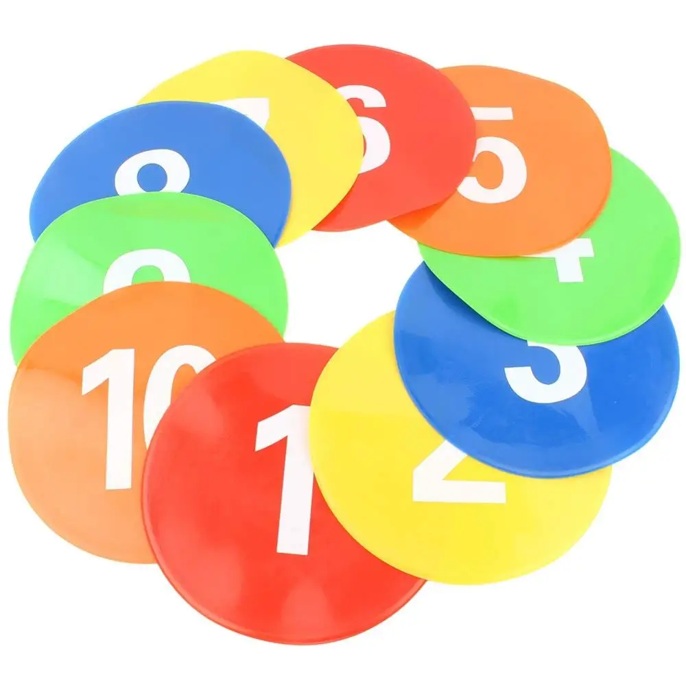 10pcs Colorful Poly Spot Markers Anti Slip 9 inch Floor Spot Markers Carpet Markers Sitting Spots Set for Drills Training Soccer