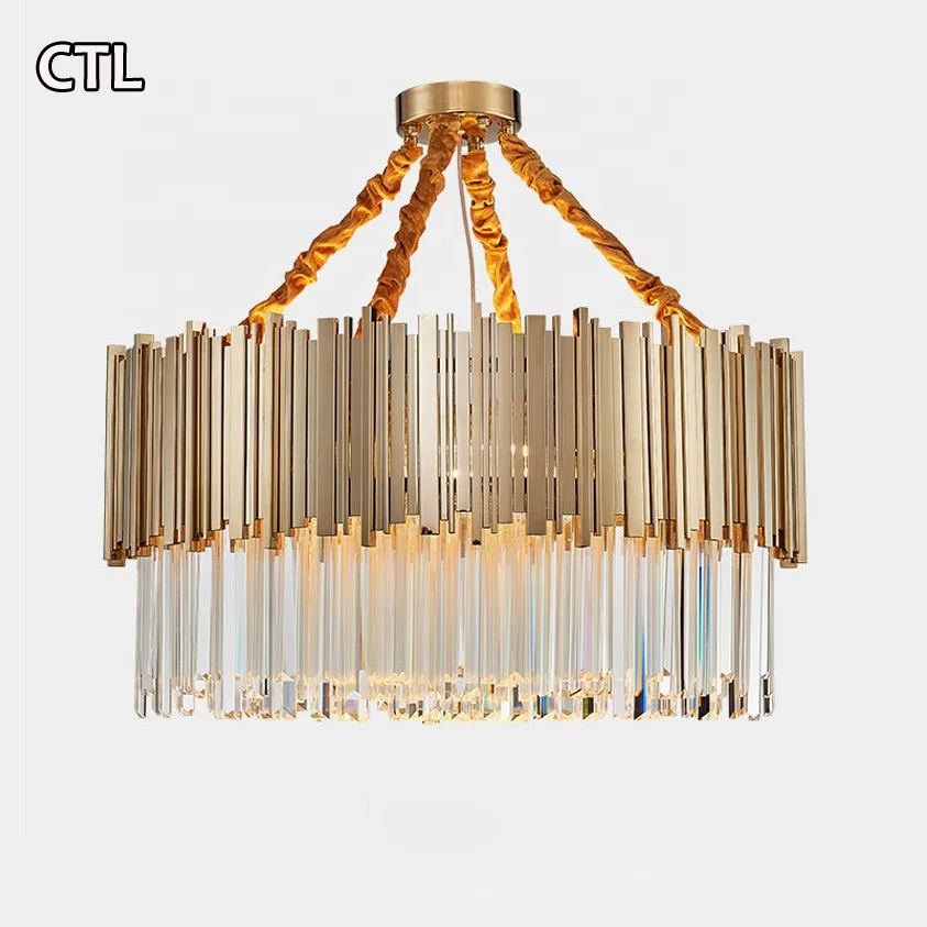 Wholesale kitchen rectangular metal gold chandelierfocus light diode chandelier living room large luxury k9 crystal chandelier