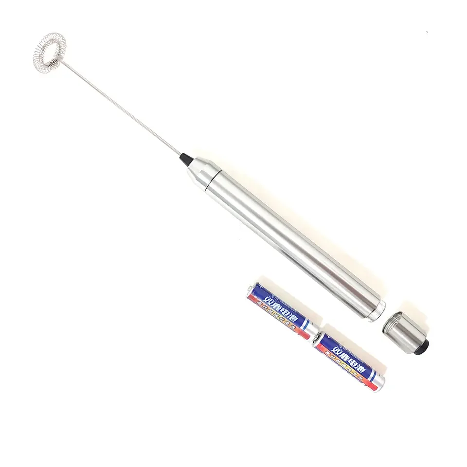 Automatic AAA Battery Powered Stainless Steel Electric Whisk Customized logo Electric Milk Frother for coffee