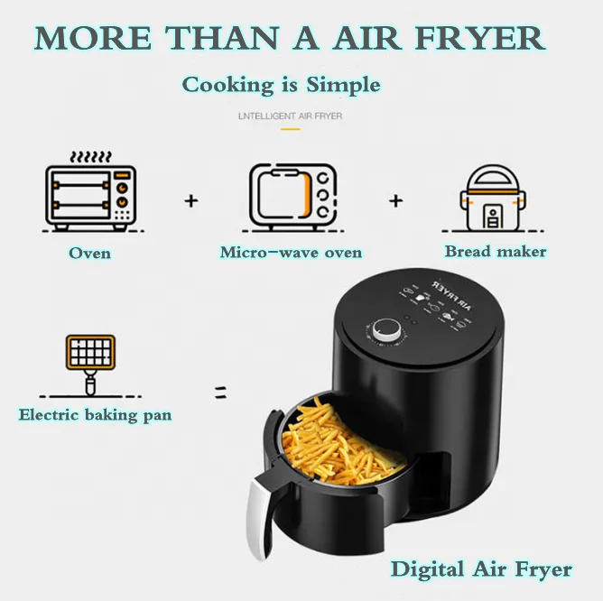 Mini Vacuum Fryer 2.8/3.2L 1200W Kitchen Appliance Manual Control Less Fat More Healthy Easy Clean Electric Hot Air fryer Oven
