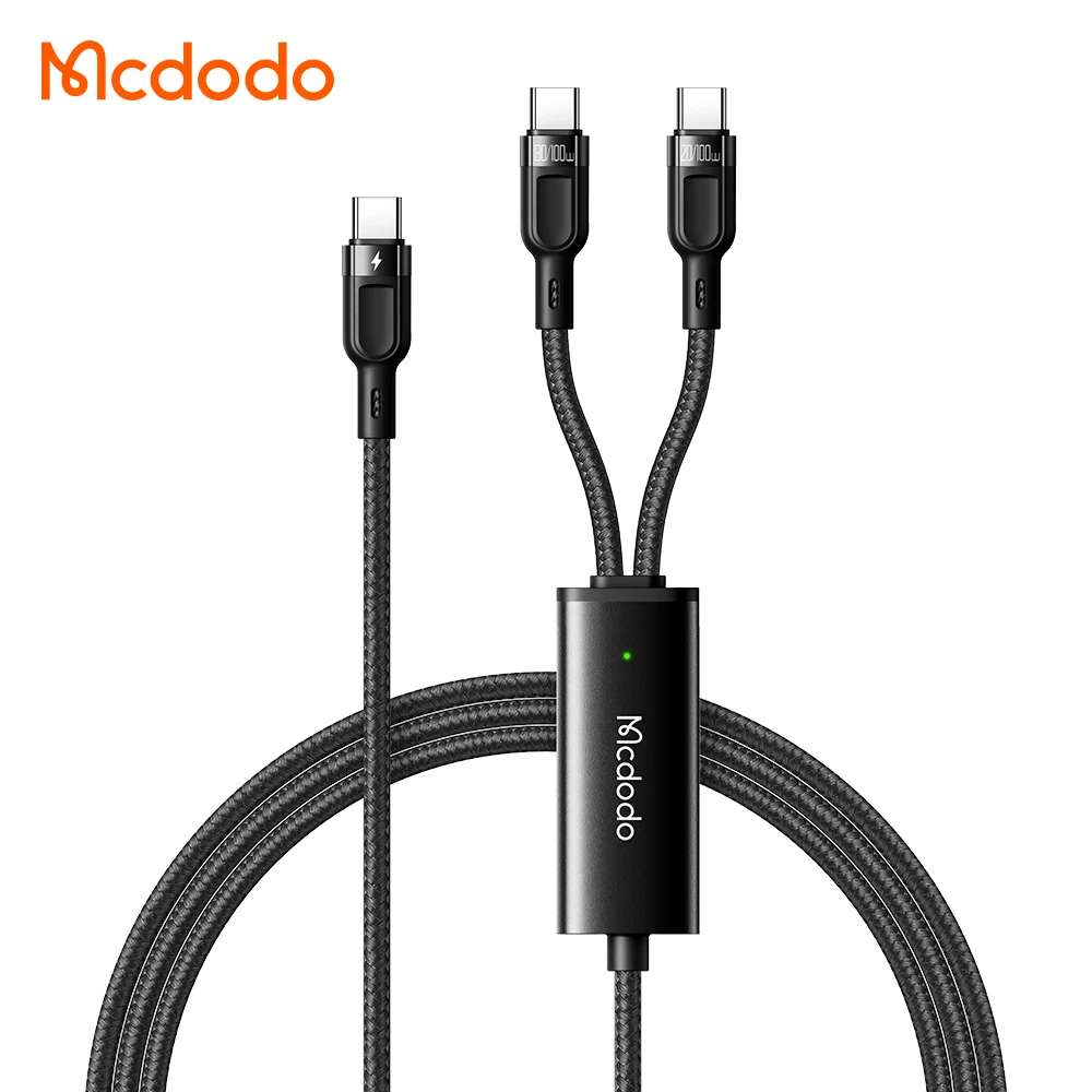 Mcdodo 2 в 1 100W USB-C двойной USB-C 5A супер зарядный кабель для MacBook и мобильного телефона