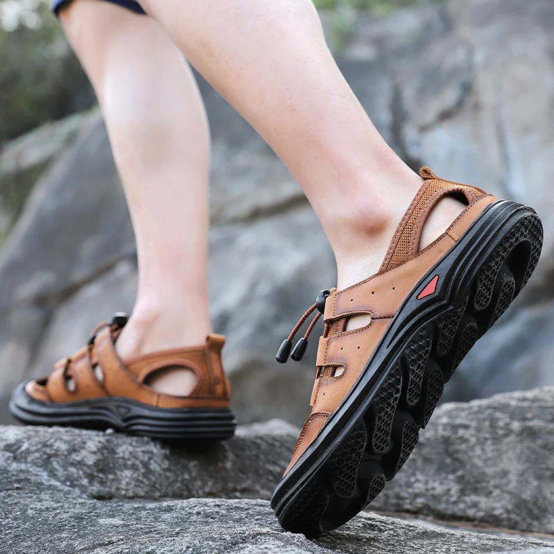 EBay, Лидер продаж, модные летние новые пляжные легкие повседневные дышащие спортивные мужские кожаные сандалии