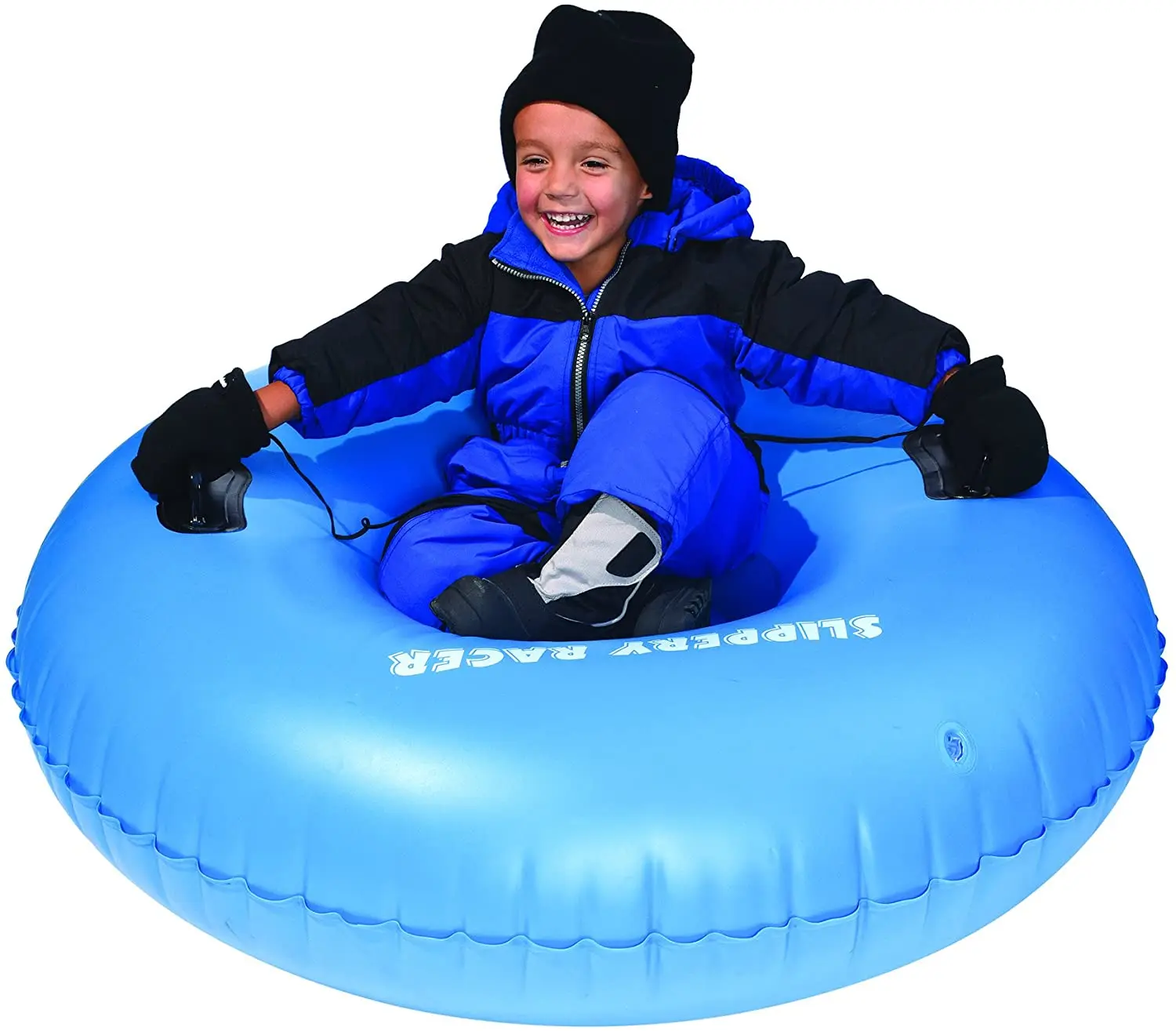 60 Inch AirDual Adults and Kids Inflatable Sledding Snow Tube Sled Rider with 4 Reinforced Handles for 2 Riders, Blue
