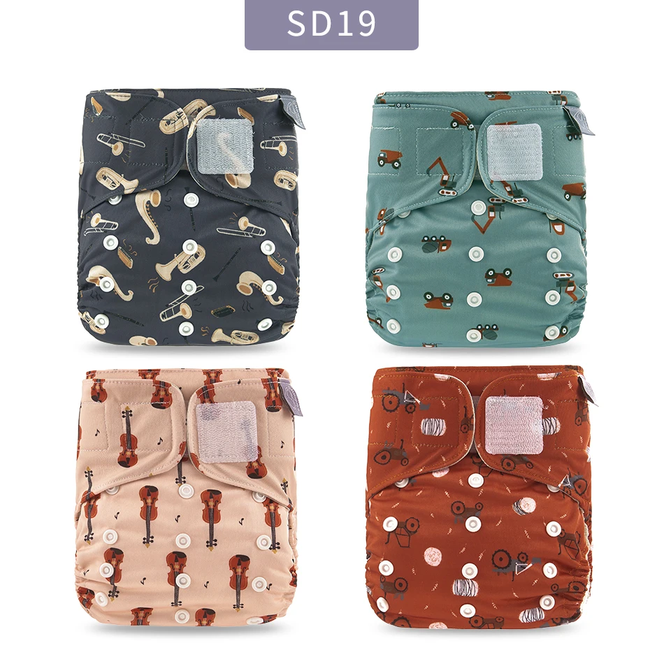 CE Supplier 4 Pcs Set   Waterproof Pul Reusable AWJ Cloth Diaper Nappies  Pampers Baby Cloth  Diapers