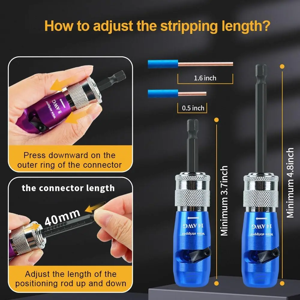 Wire Stripper for Drill (14-12-10-8-6 AWG) - Electric Universal Wire Stripper Tool for Drill