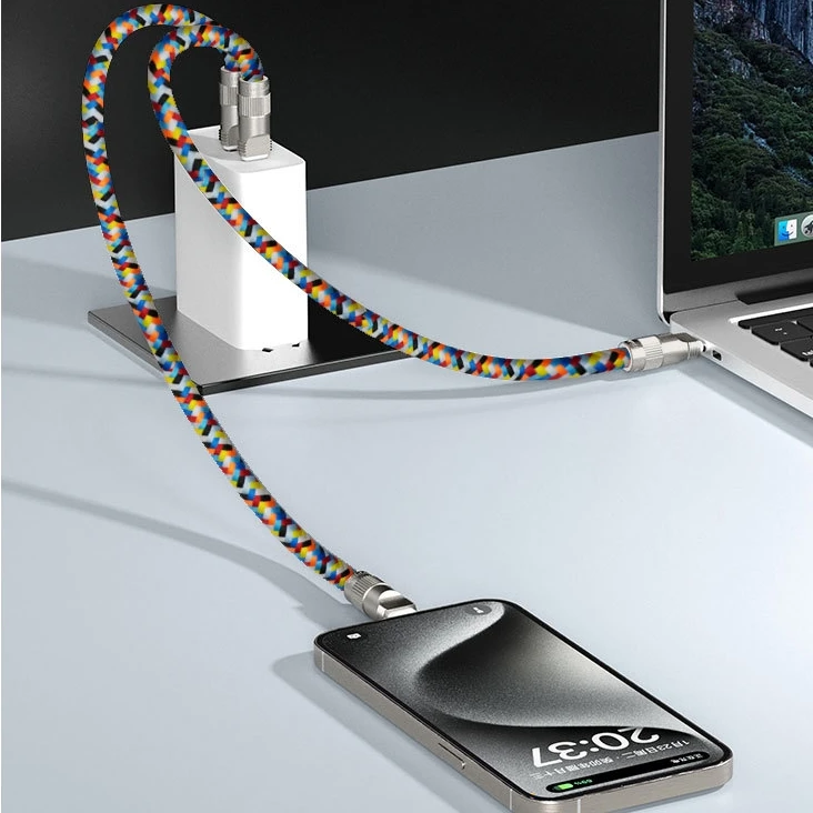 Outdoor 2-in-1 PD 66w Type C to Type C Fast Charging Bracelet Mobile Crossbody Phone Lanyard with Charging Cables