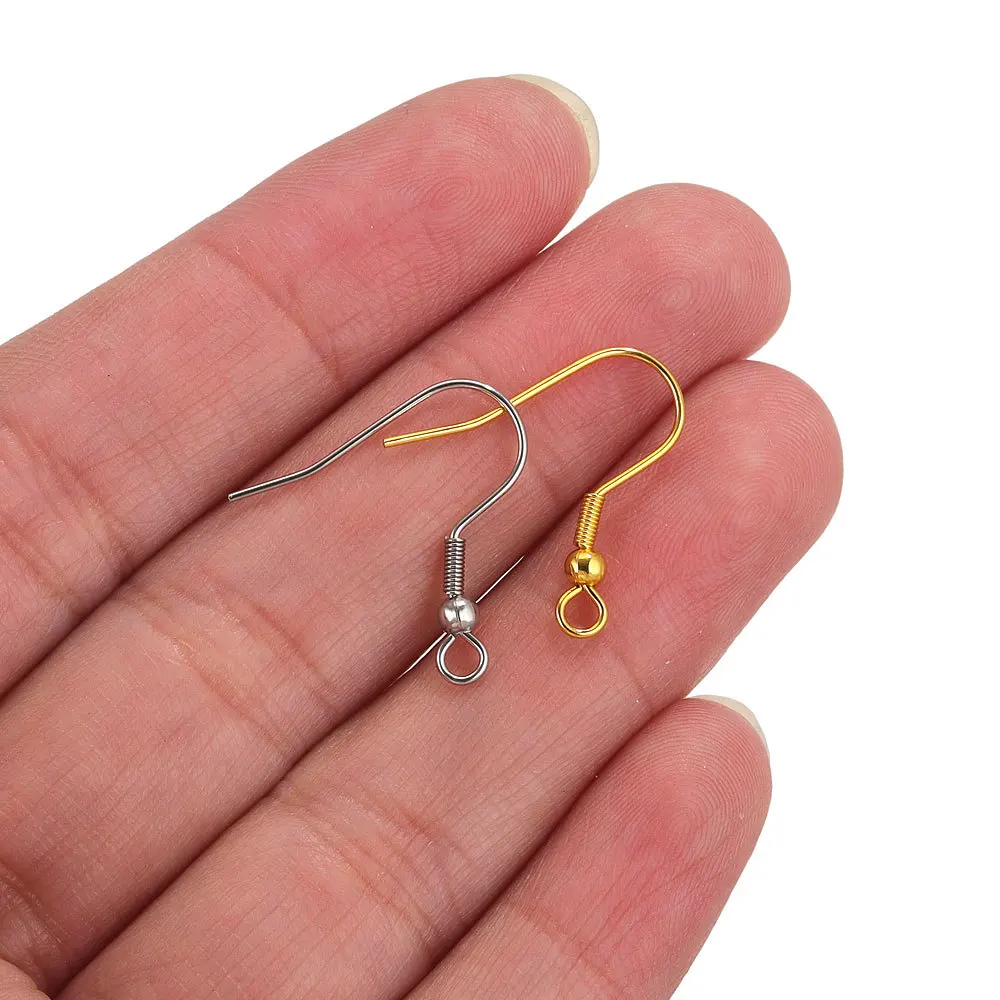 Wholesale Ear Hooks with Beads Spring PVD Plating Diy Earrings Jewelry Making Accessories