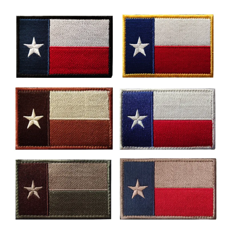 Custom US State Texas Flag Badges Tactical Armband Embroidery Patches with Hook and Loop