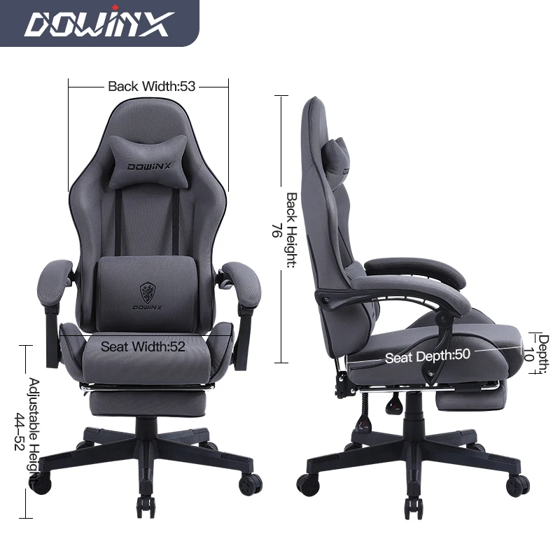 Hot Selling Ergonomic Cheap Fabric Custom Logo Recliner PC Gaming Chair with Footrest