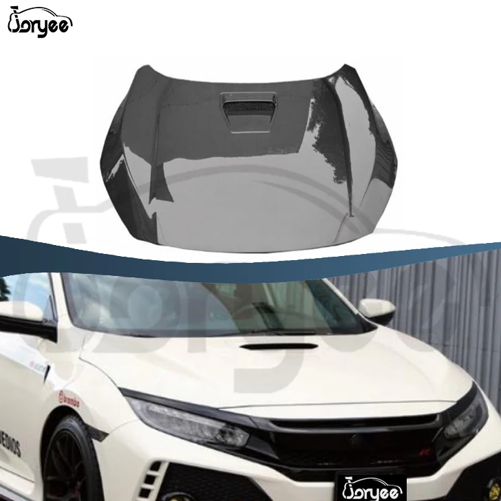 TYPE-R Modycar Engine Bonnet Carbon Fiber Front Engine Hood BodyKit Car Parts For Honda Civic 10 2015-2020 2016 Tuning Accessory