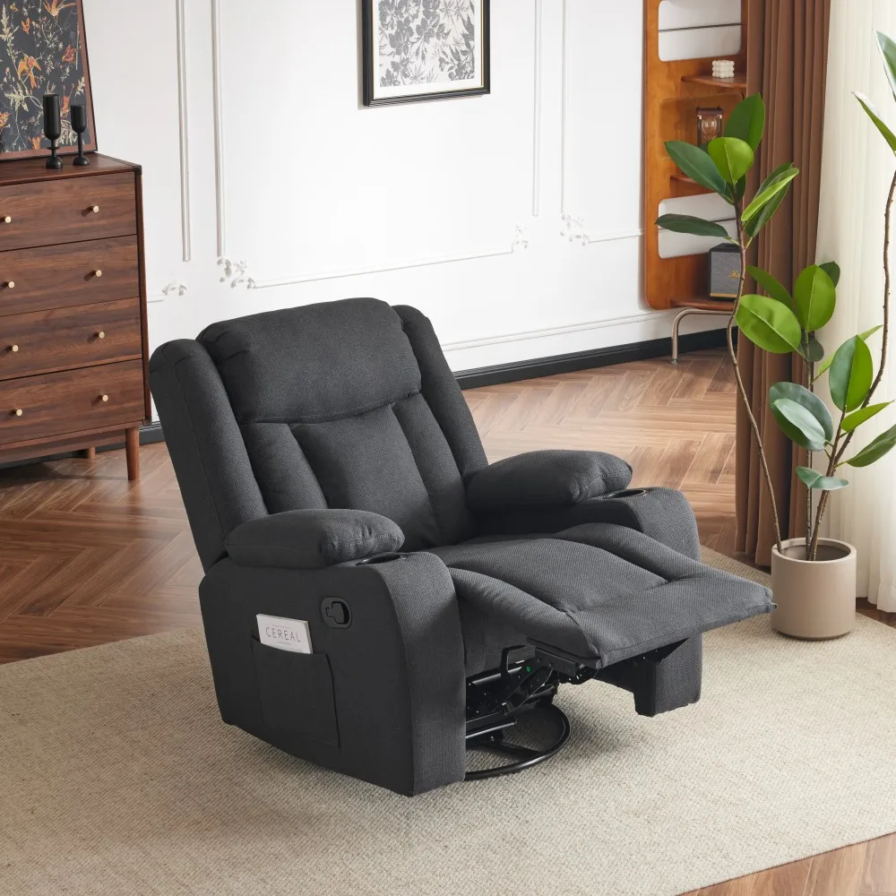 Sans Wholesale Black Fabric Single Recliner Sofa Rocking Chair Sedia Reclinabile