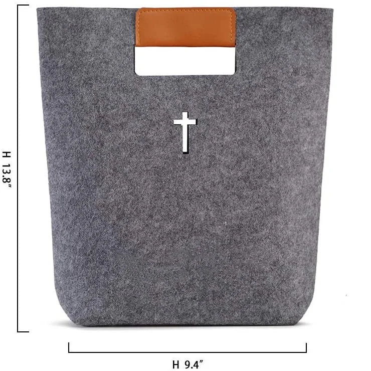 ins popular new high quality nylon felt fabric big capacity bible christian hand bag with cross