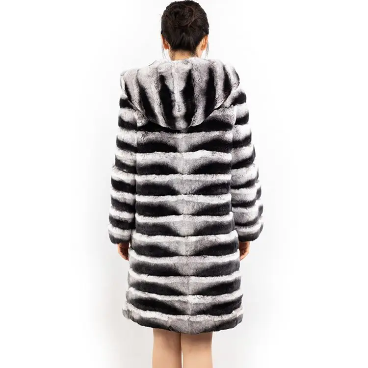 new style luxury fur coat istanbul 90cm long hooded chinchilla real rex rabbit fur women coats
