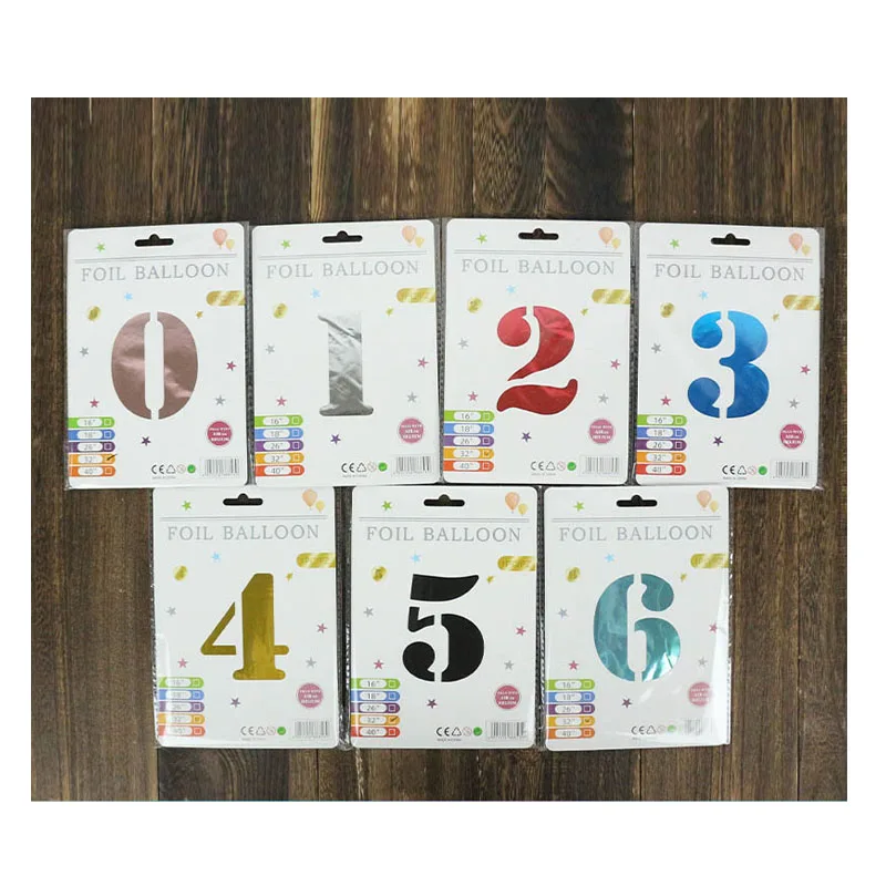 32 Inch Large Number foil Balloons With Card Individually Packing For Party Decorations Helium Big Number Balloon