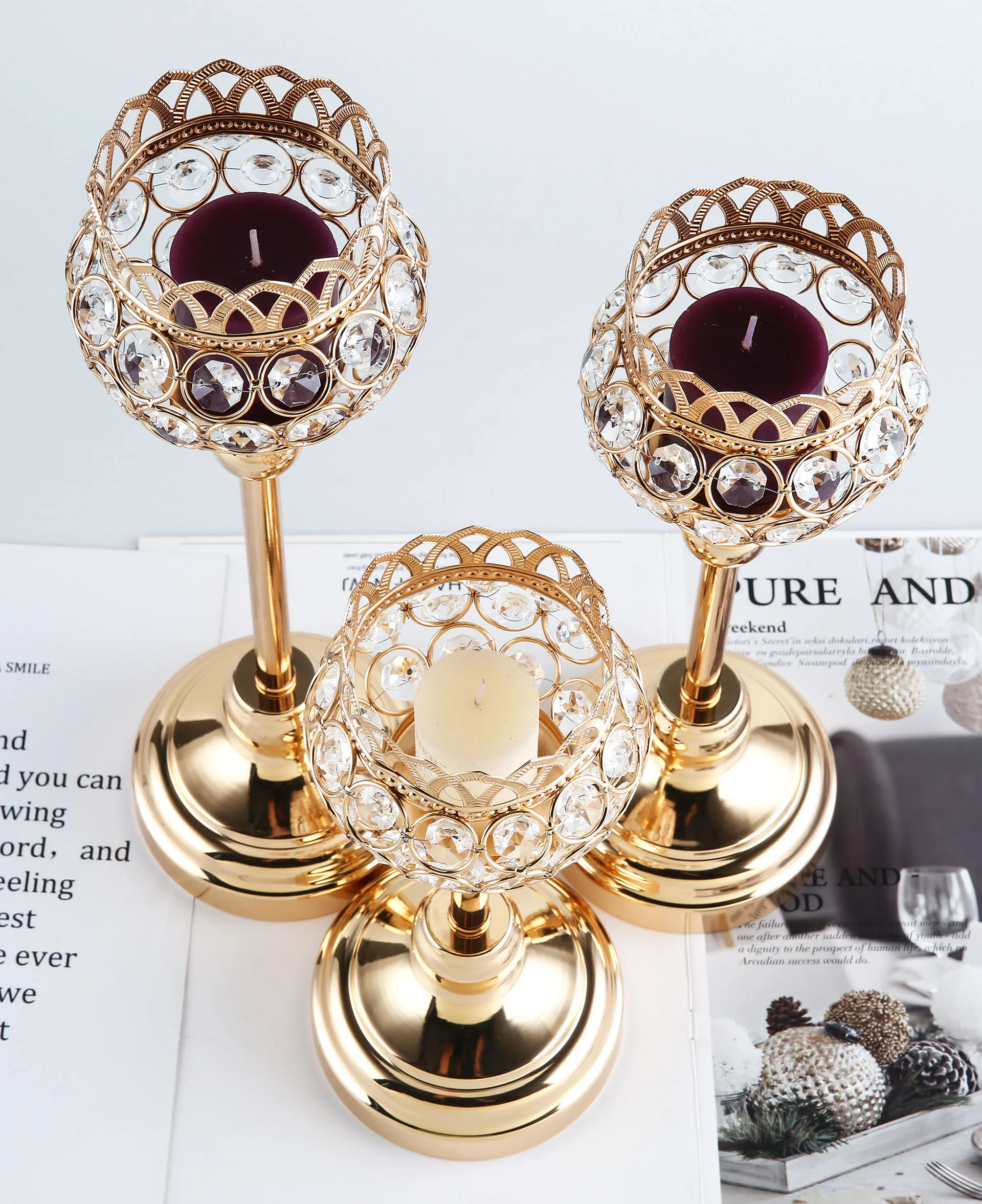 Europe Hotel wedding metal handicraft candlelight dinner ornament metal candle holder