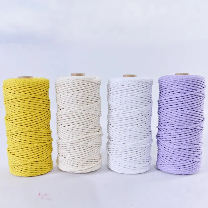 Wholesale Fancy  Colored Macrame Cotton Yarn 3mm Hand Knitting Crochet Yarns DIY Polyester Macrame Cord Rope Cotton Yarn