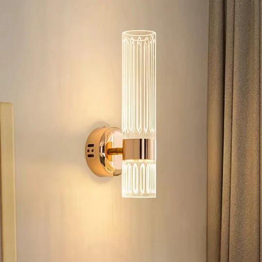 Golden romantic bedroom bedside decorative wall lamp high sales cost-effective living room background wall acrylic wall light