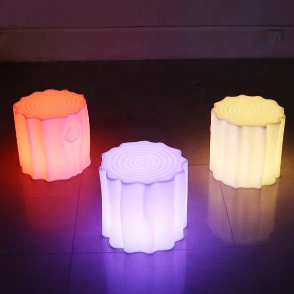 RGB white colorful plastic ottoman stool for garden patio decoration
