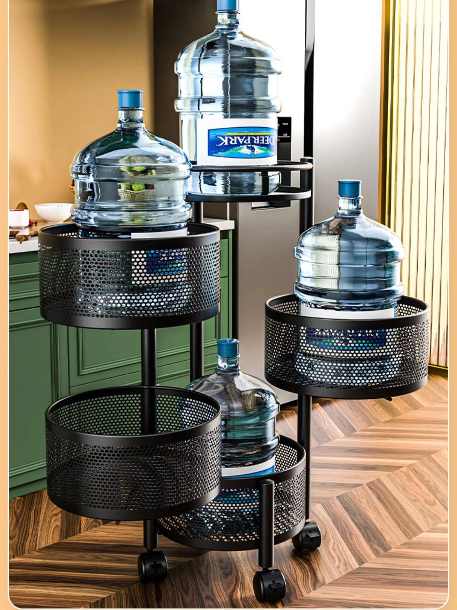 Vegetables Rotatable Stainless Steel Movable Metal Kitchen Storage Shelf Customized Kitchen Rack