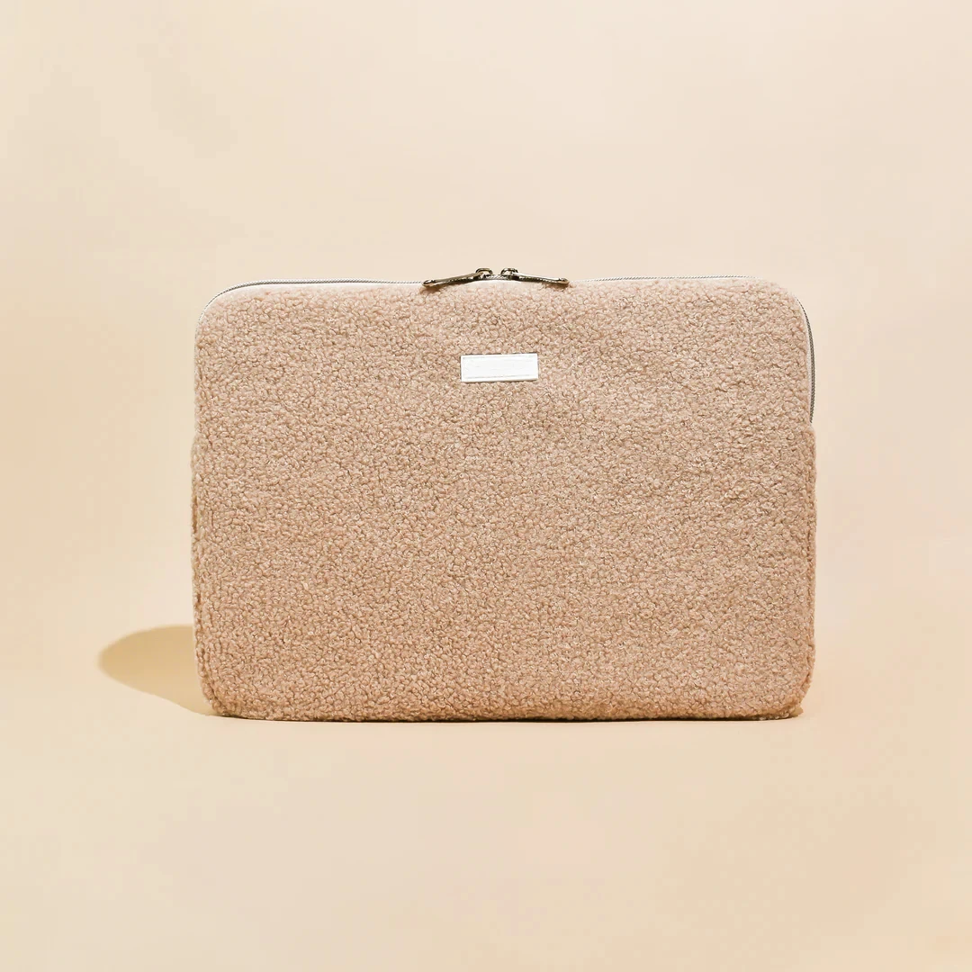 Custom Size Logo Double-sided Zipper Cosy Teddy E-book Laptop Tablet Protection Sleeve Pouch